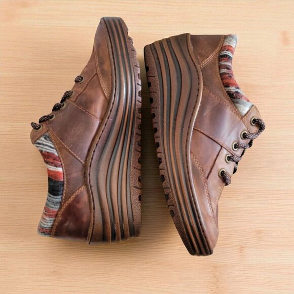 Bionica Shoes - Bionica Women's Gervais Aztec Brown Leather Wedge Oxford Shoes SZ 8M